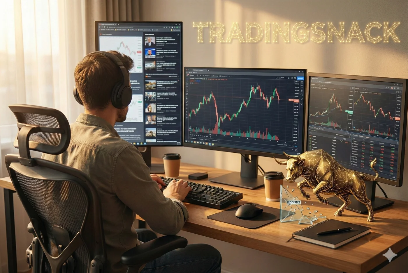 Trader som planerar sin handelsdag framför skärmarna