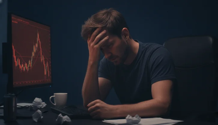 Trader som hanterar FOMO vid grafen